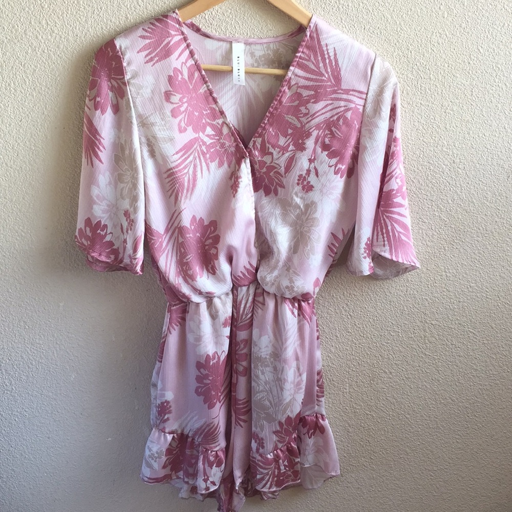 Pink floral romper